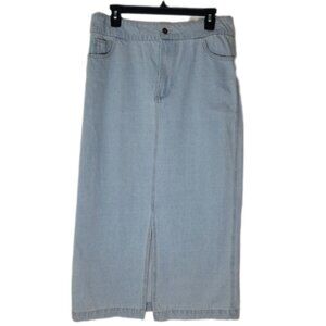 Velvet Heart skirt light wash denim Paulina Midi front slit women's size‎ Large